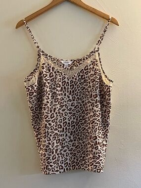 Nine West Leopard Print Satin Cami in Brown and Beige